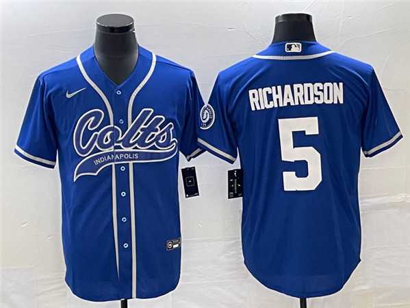 Men%27s Indianapolis Colts #5 Anthony Richardson Royal Cool Base Stitched Baseball Jersey